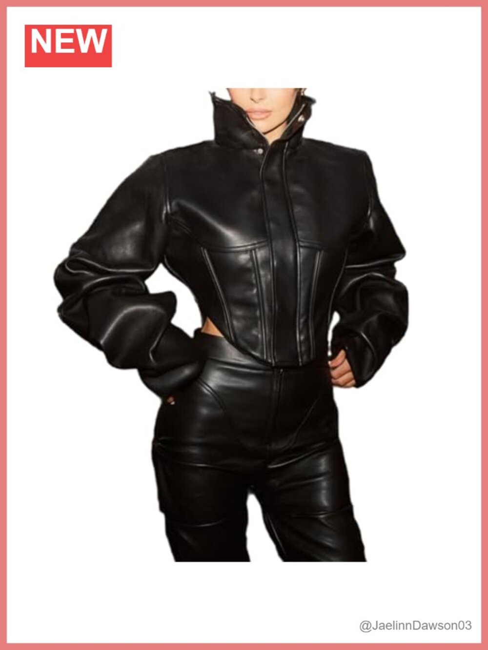 Faux Leather Jacket Cropped Zip Up Motorcycle Bomber Y2K Women